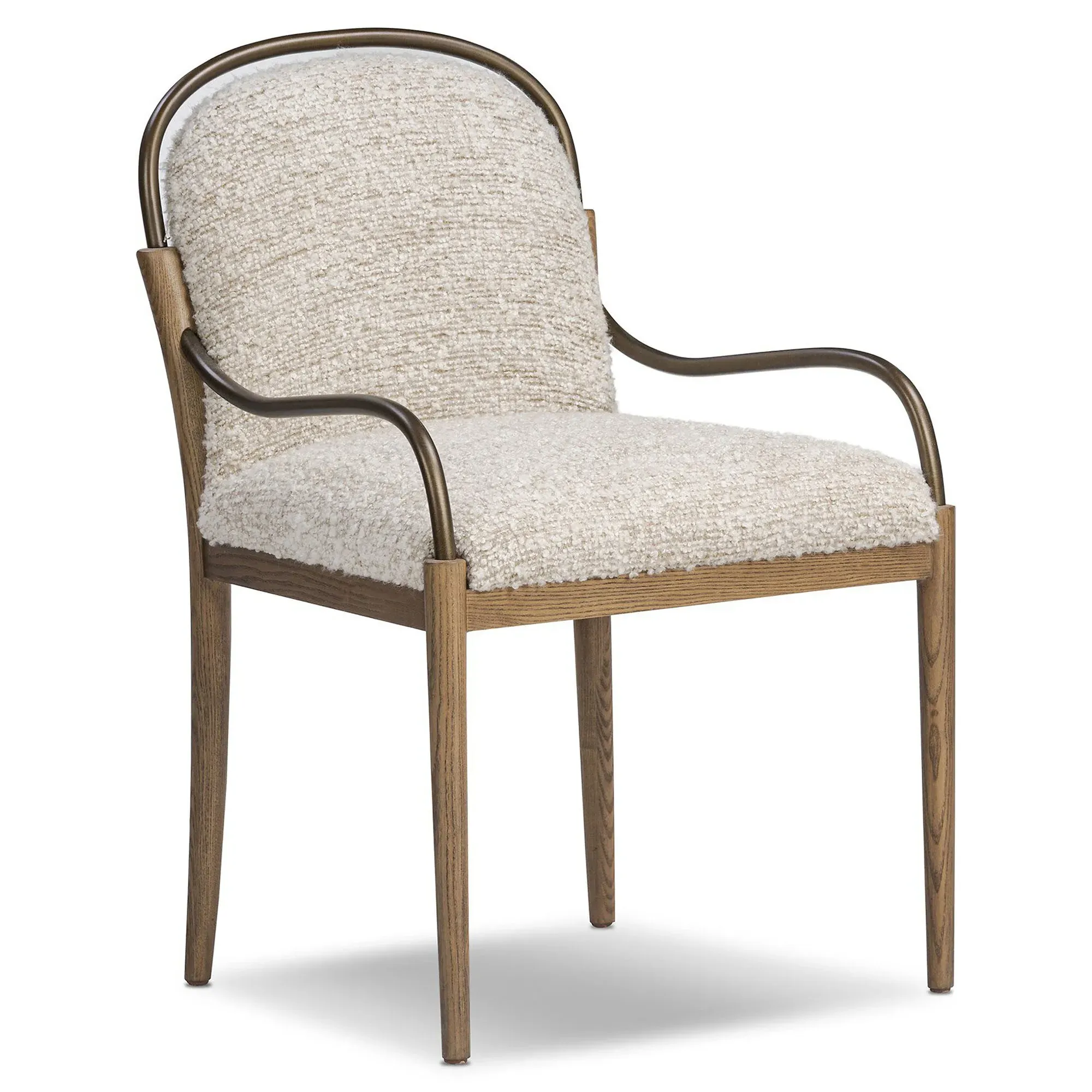 Demi Ivan Stone Boucle Dining Arm Chair - Beige, Ash