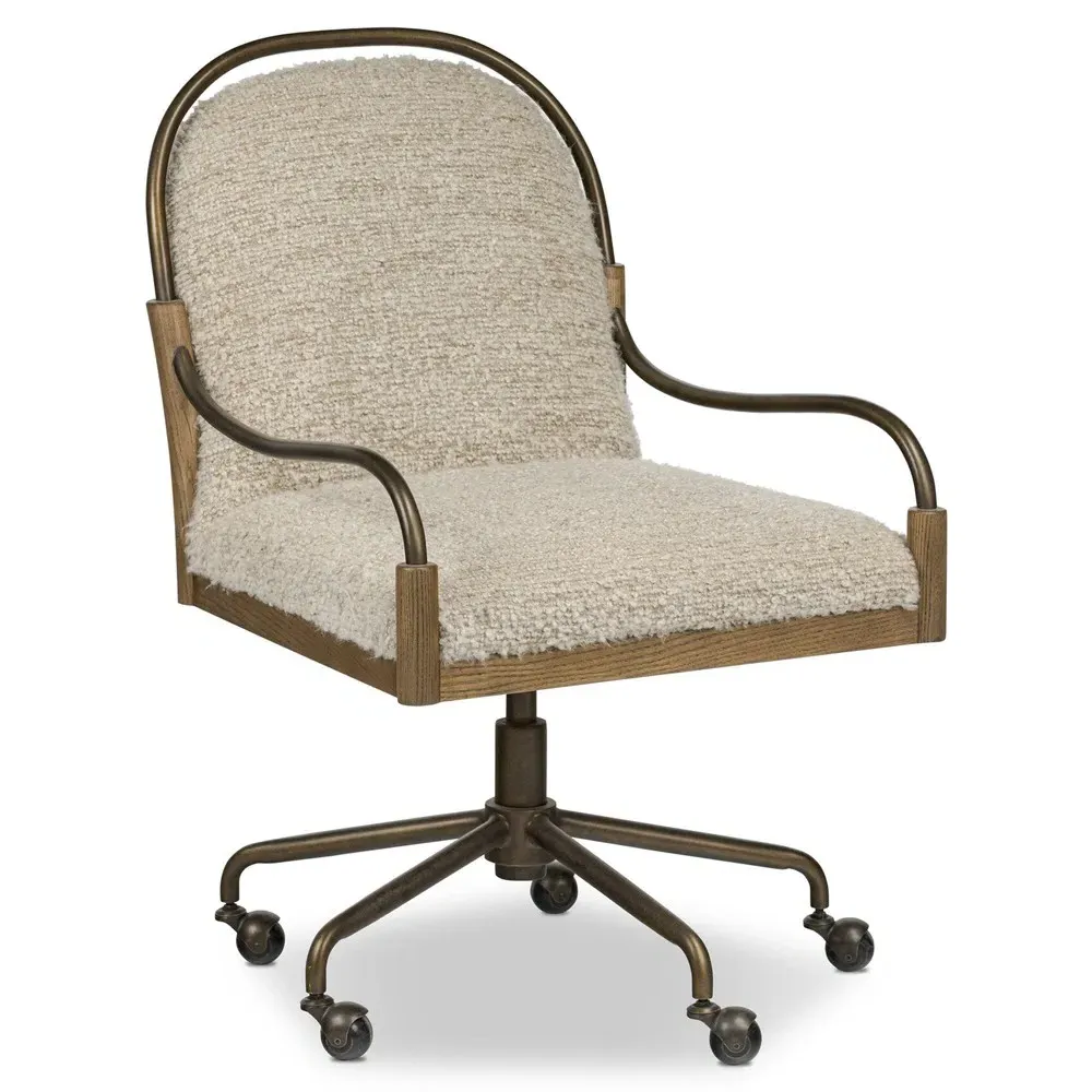 Demi Ivan Stone Brushed Brass Desk Chair - Beige
