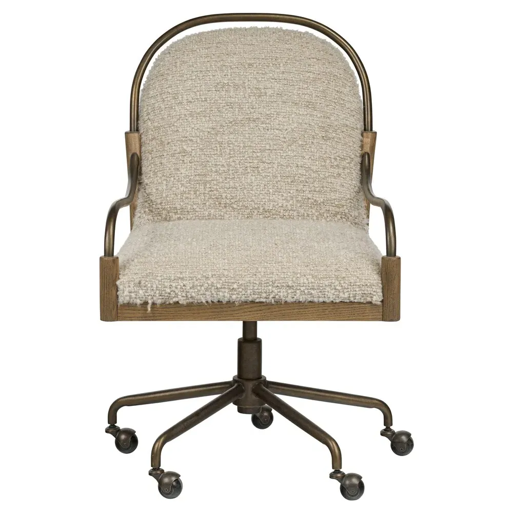 Demi Ivan Stone Brushed Brass Desk Chair - Beige