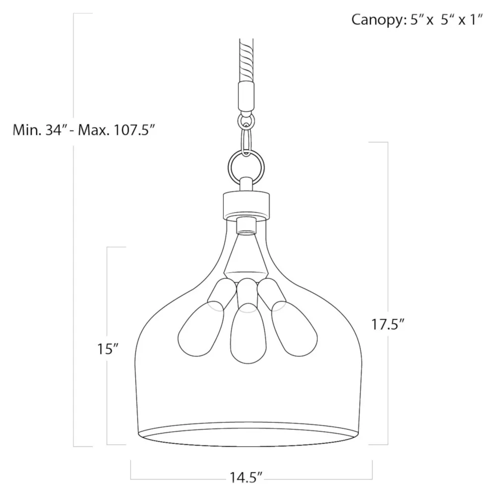 Demi John Large Pendant Light - Brown, Jute Rope