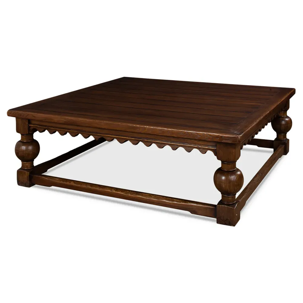 Demi Square Coffee Table - Brown, Elm Wood