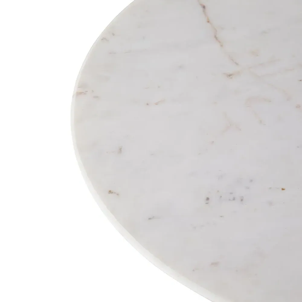 Denali Regency Accent Table - White Marble, Black Aluminum