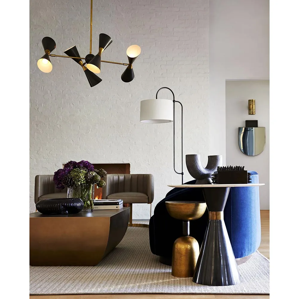 Denali Regency Accent Table - White Marble, Black Aluminum