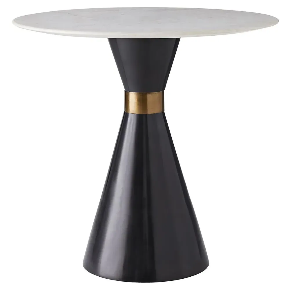 Denali Regency Accent Table - White Marble, Black Aluminum image
