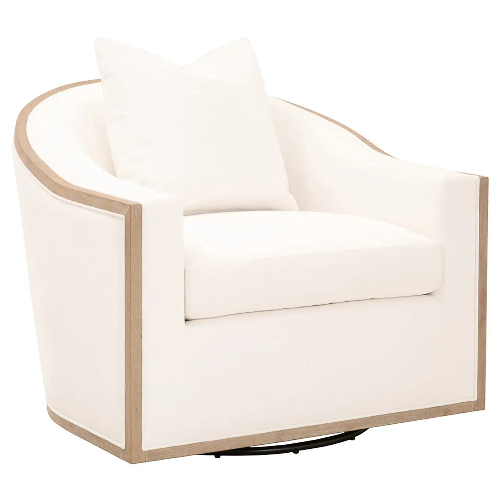 Denise Swivel Barrel Club Chair - White, Oak