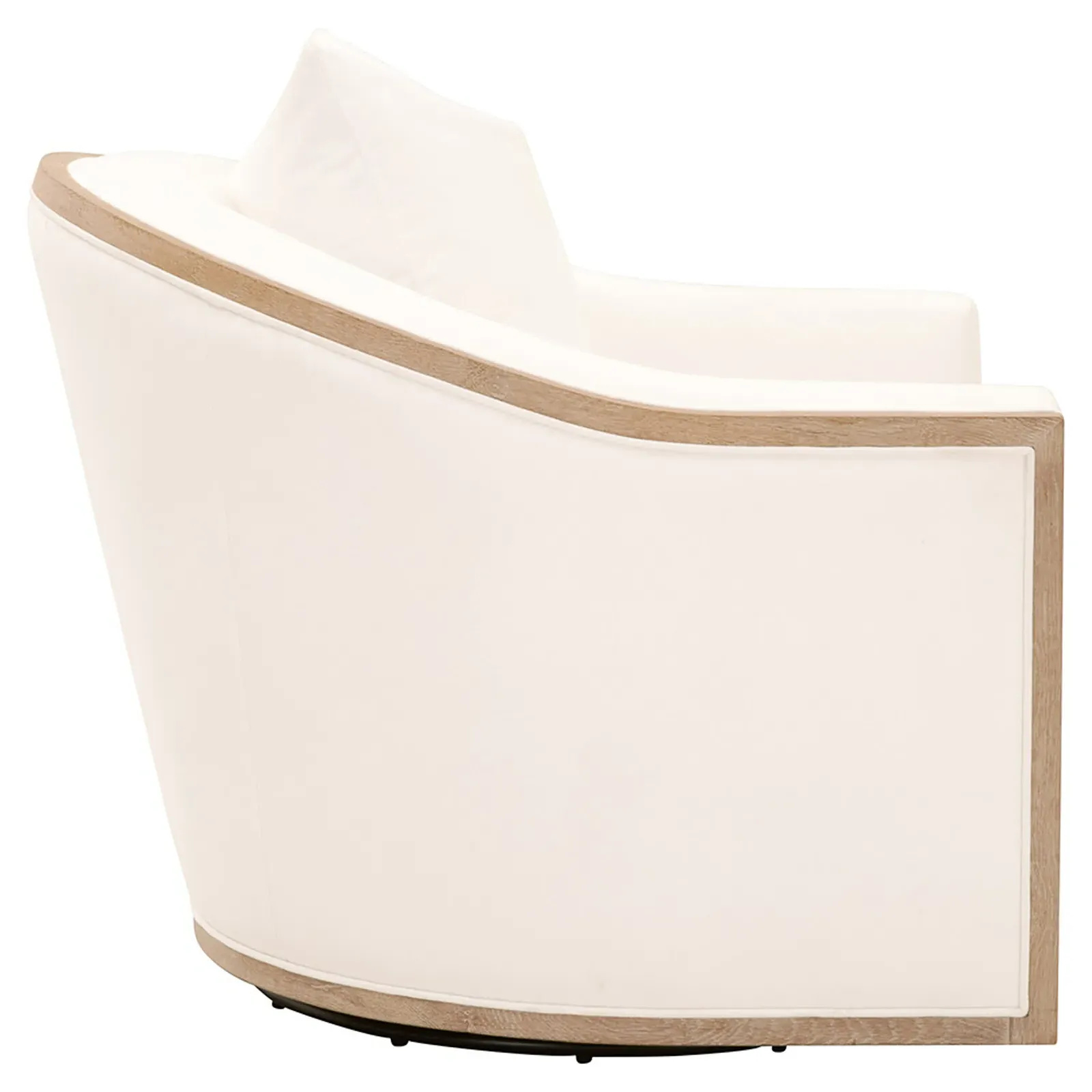 Denise Swivel Barrel Club Chair - White, Oak
