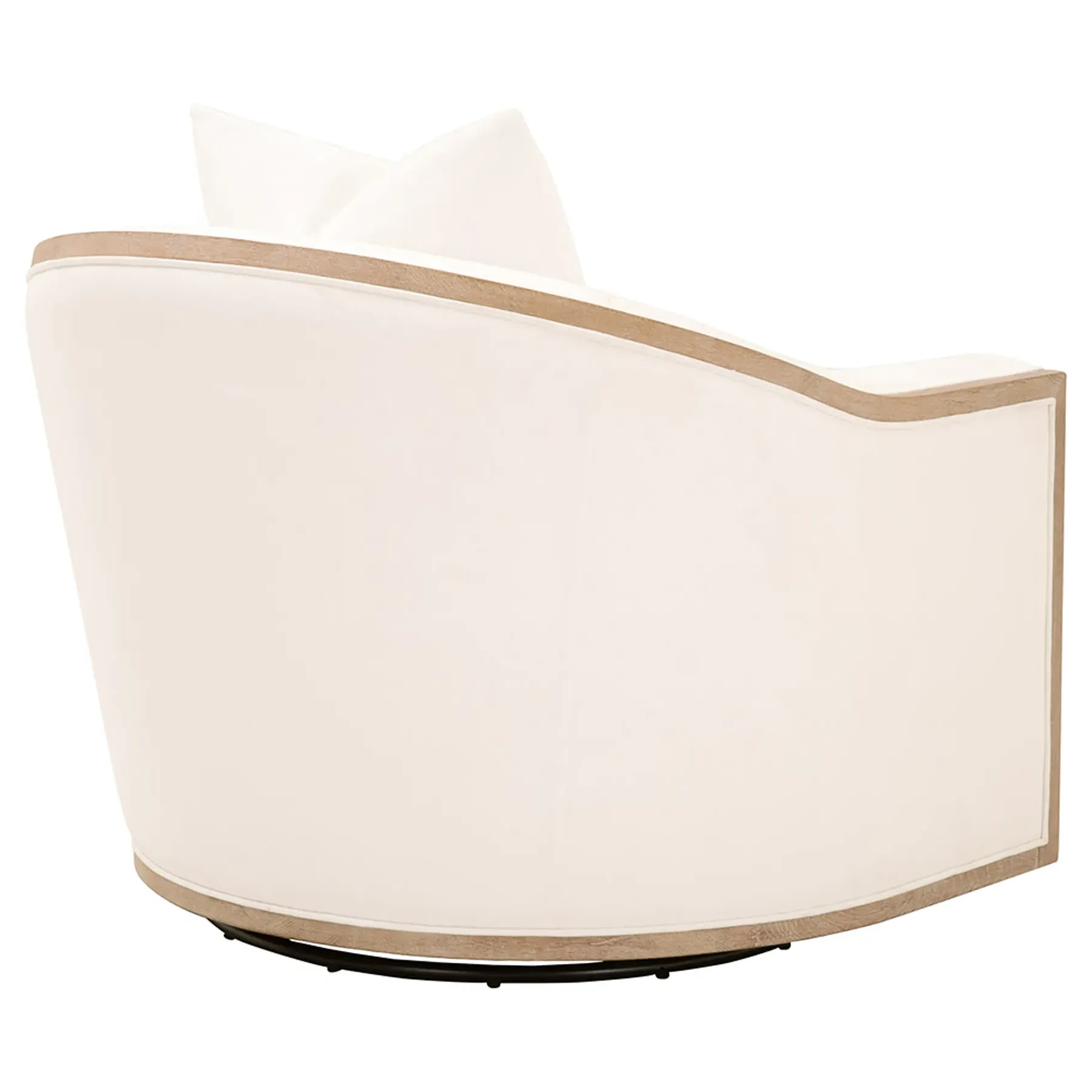 Denise Swivel Barrel Club Chair - White, Oak