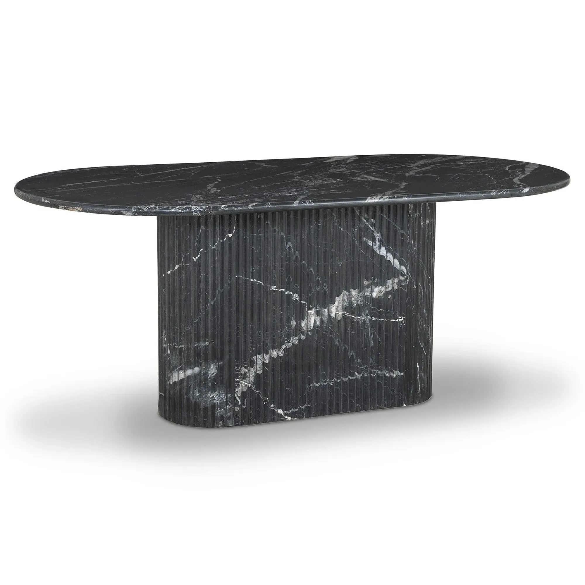 Denzel Oval Dining Table - Black, Marble