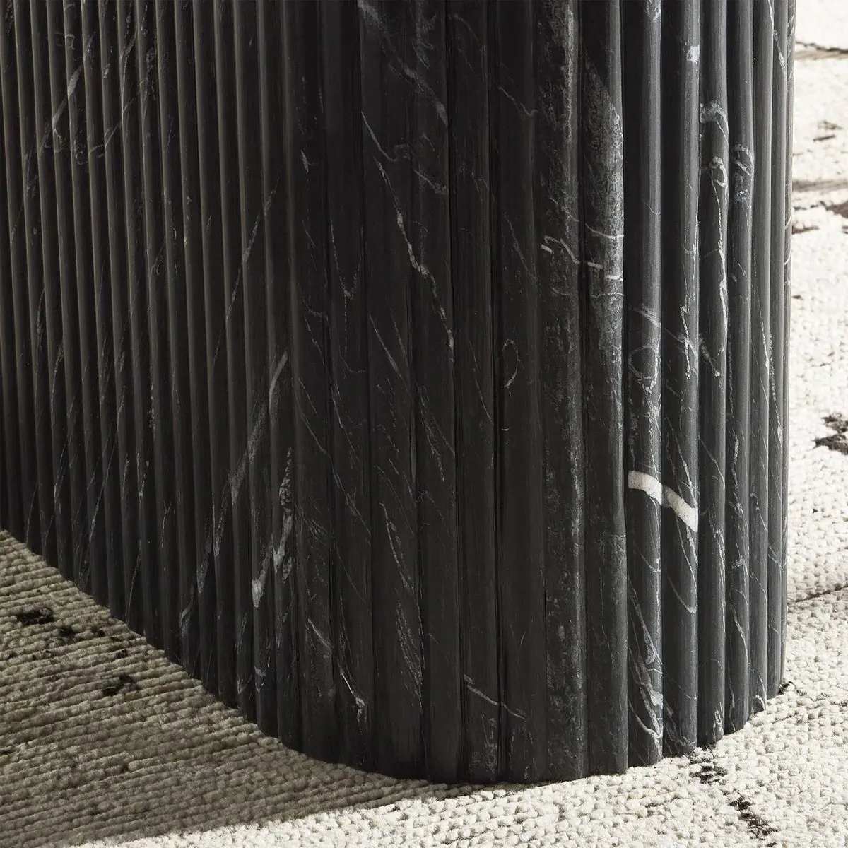 Denzel Oval Dining Table - Black, Marble