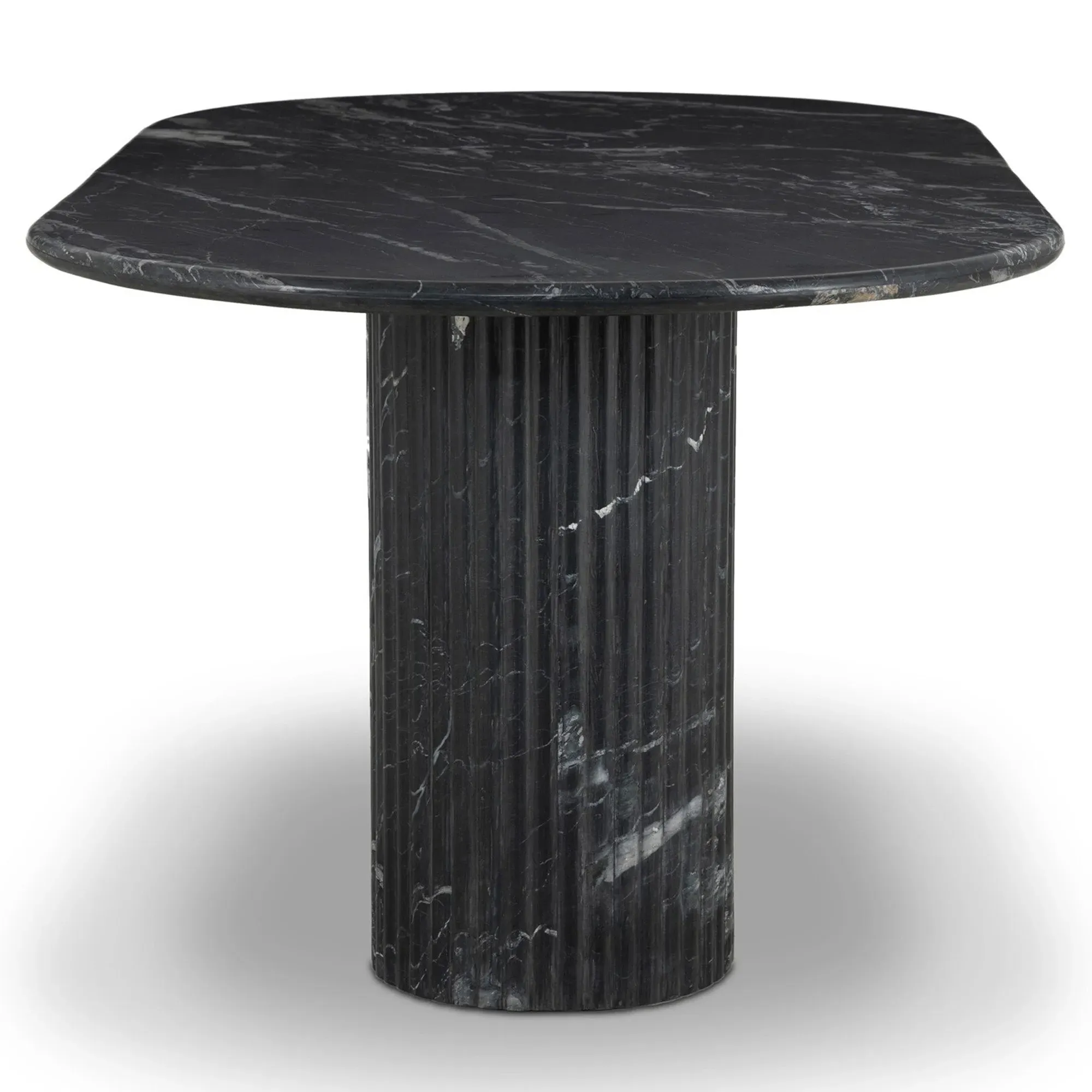 Denzel Oval Dining Table - Black, Marble