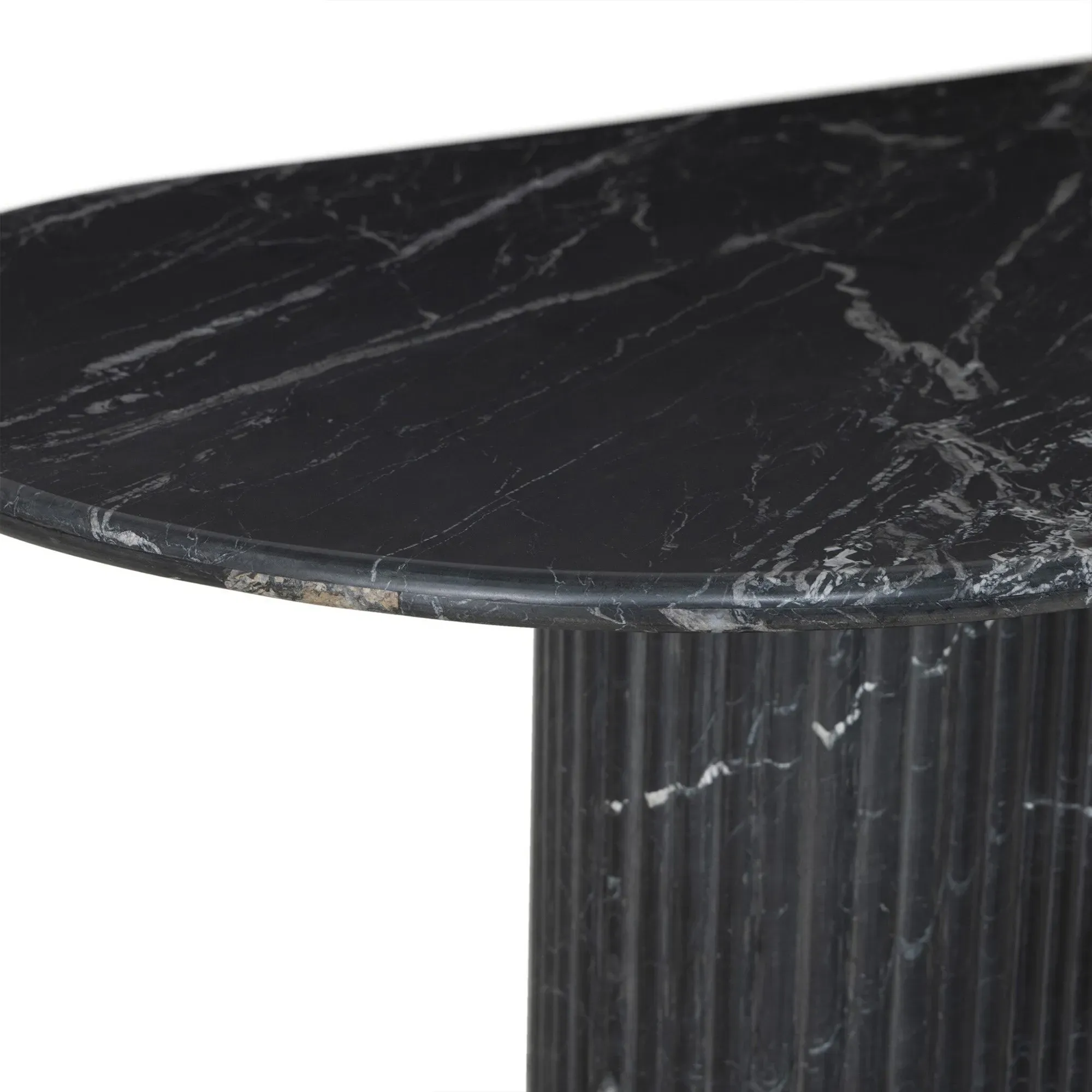 Denzel Oval Dining Table - Black, Marble