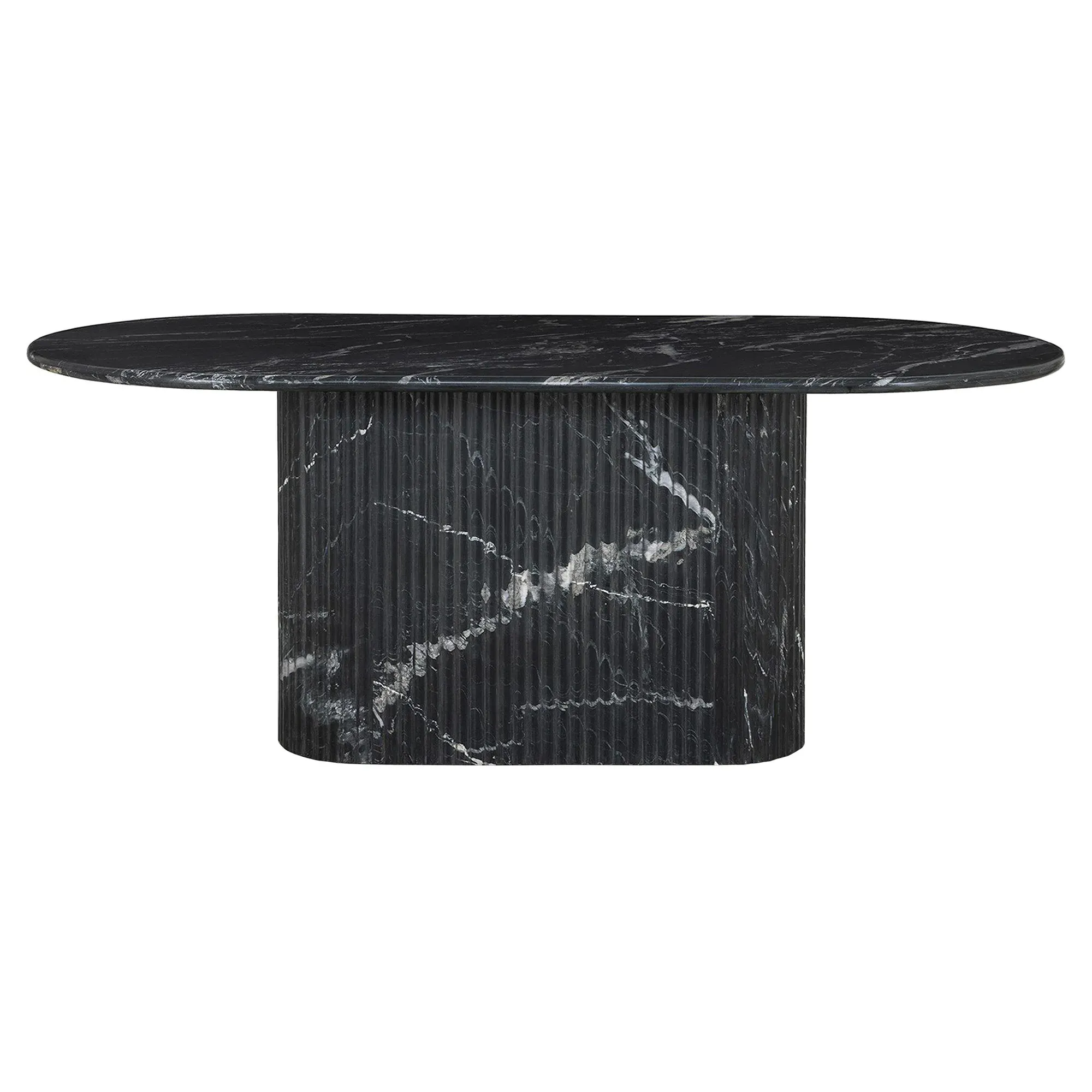 Denzel Oval Dining Table - Black, Marble image