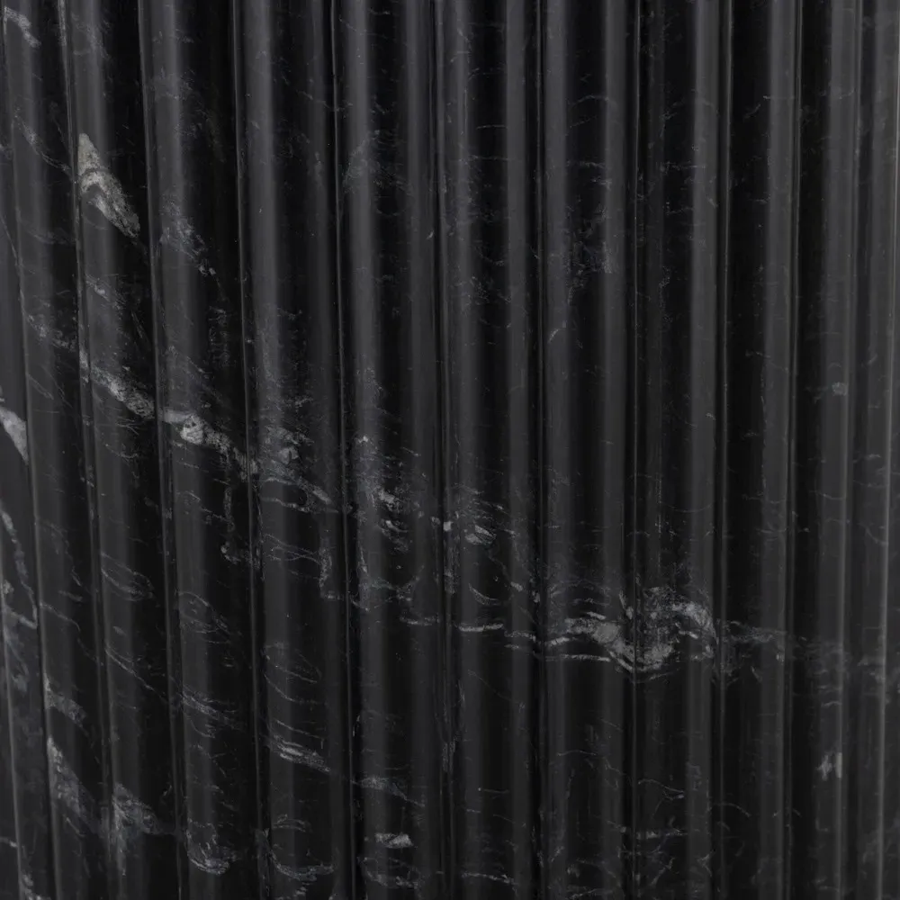 Denzel Round Pedestal End Table - Black, Marble