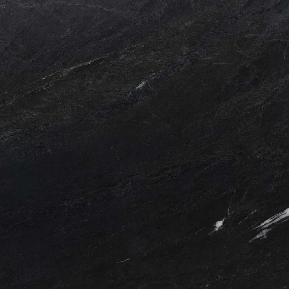 Denzel Round Pedestal End Table - Black, Marble