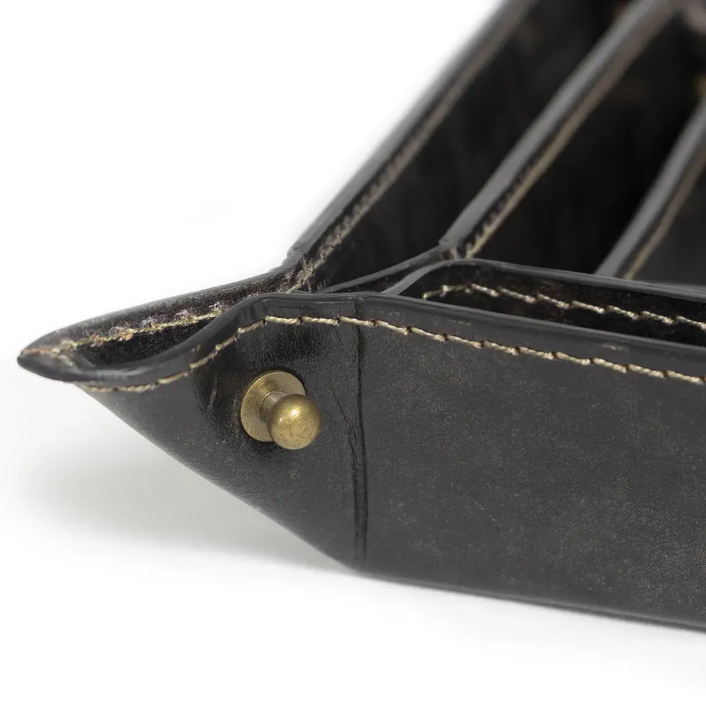 Derby Decorative Tray Set of 3 - Black, Leather