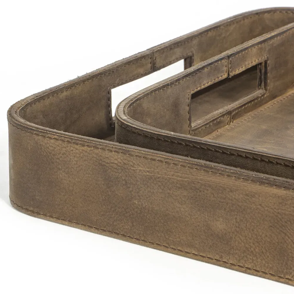 Derby Industrial Loft Decorative Tray Set - Brown, Leather