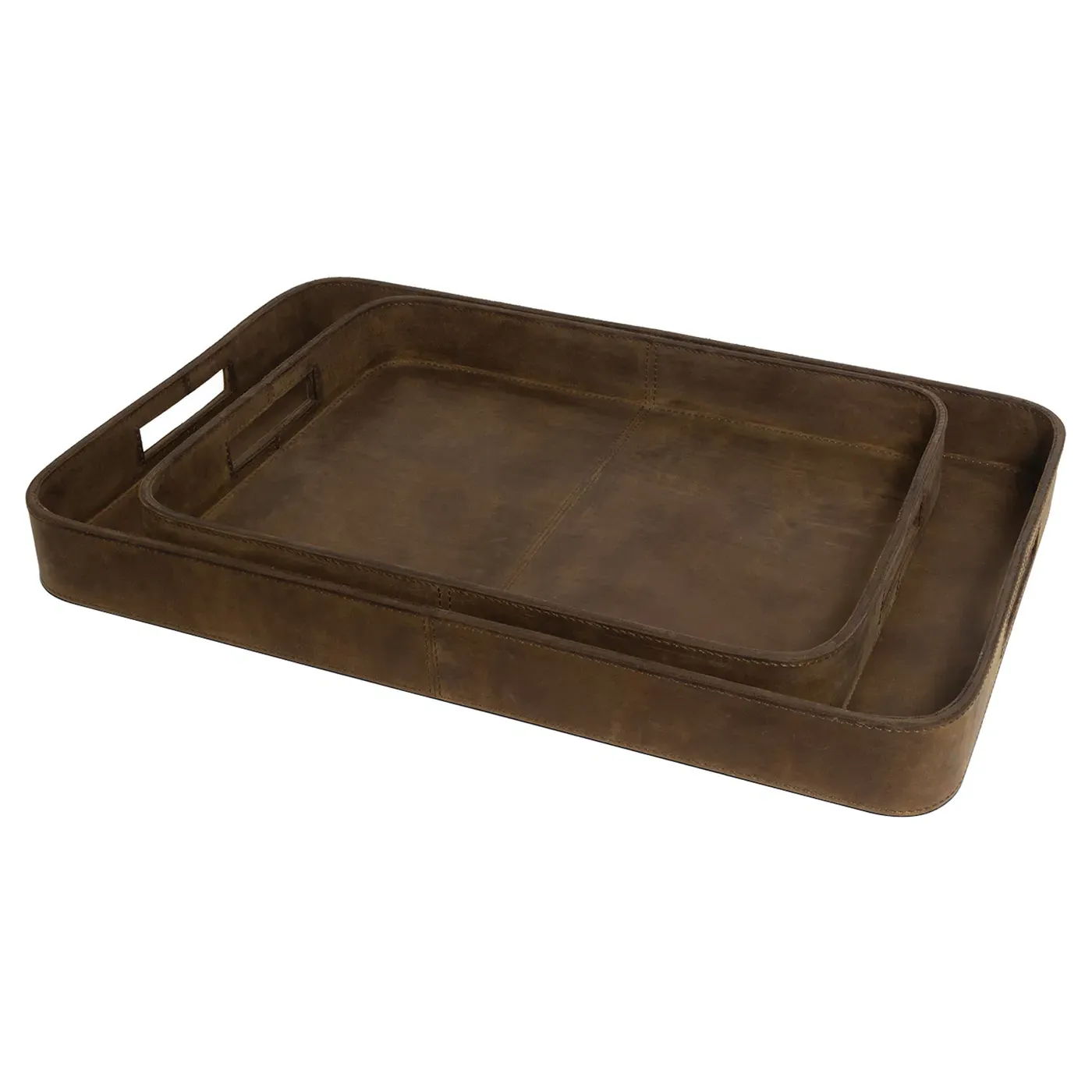 Derby Industrial Loft Decorative Tray Set - Brown, Leather image