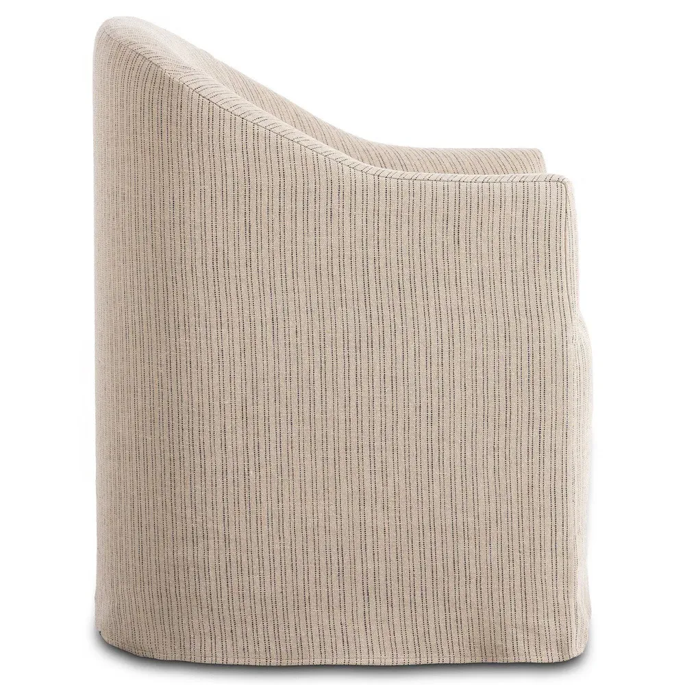 Desiree Slipcovered Dining Arm Chair - Striped Beige, Linen