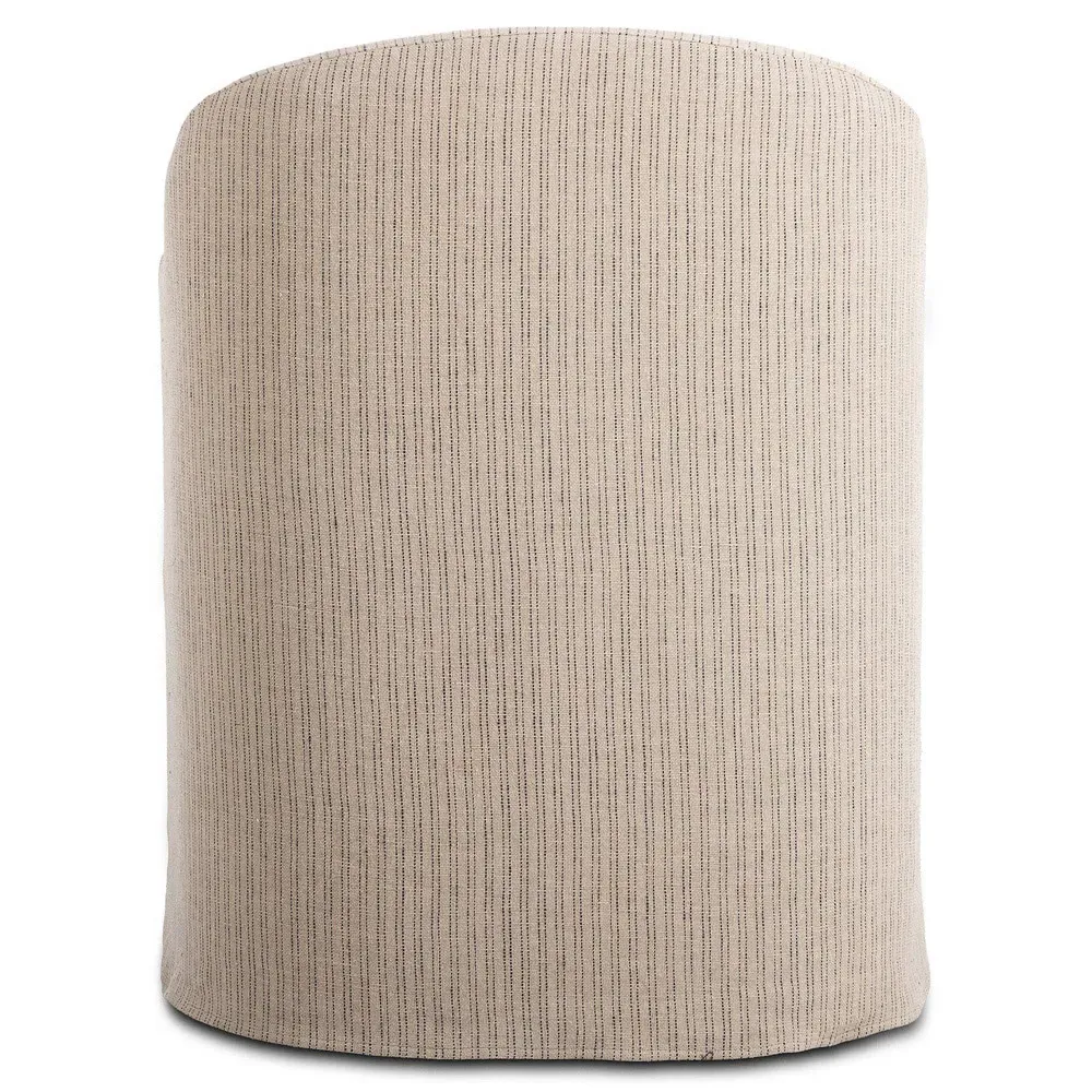 Desiree Slipcovered Dining Arm Chair - Striped Beige, Linen