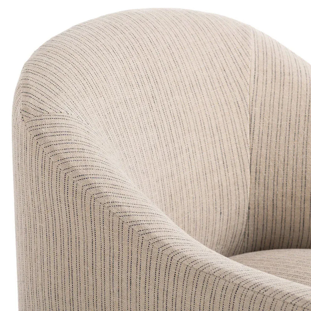 Desiree Slipcovered Dining Arm Chair - Striped Beige, Linen