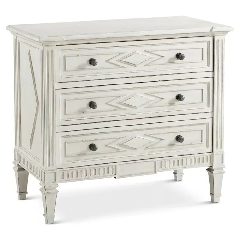 Desmond Bachelor Chest - Distressed White, Beech Wood