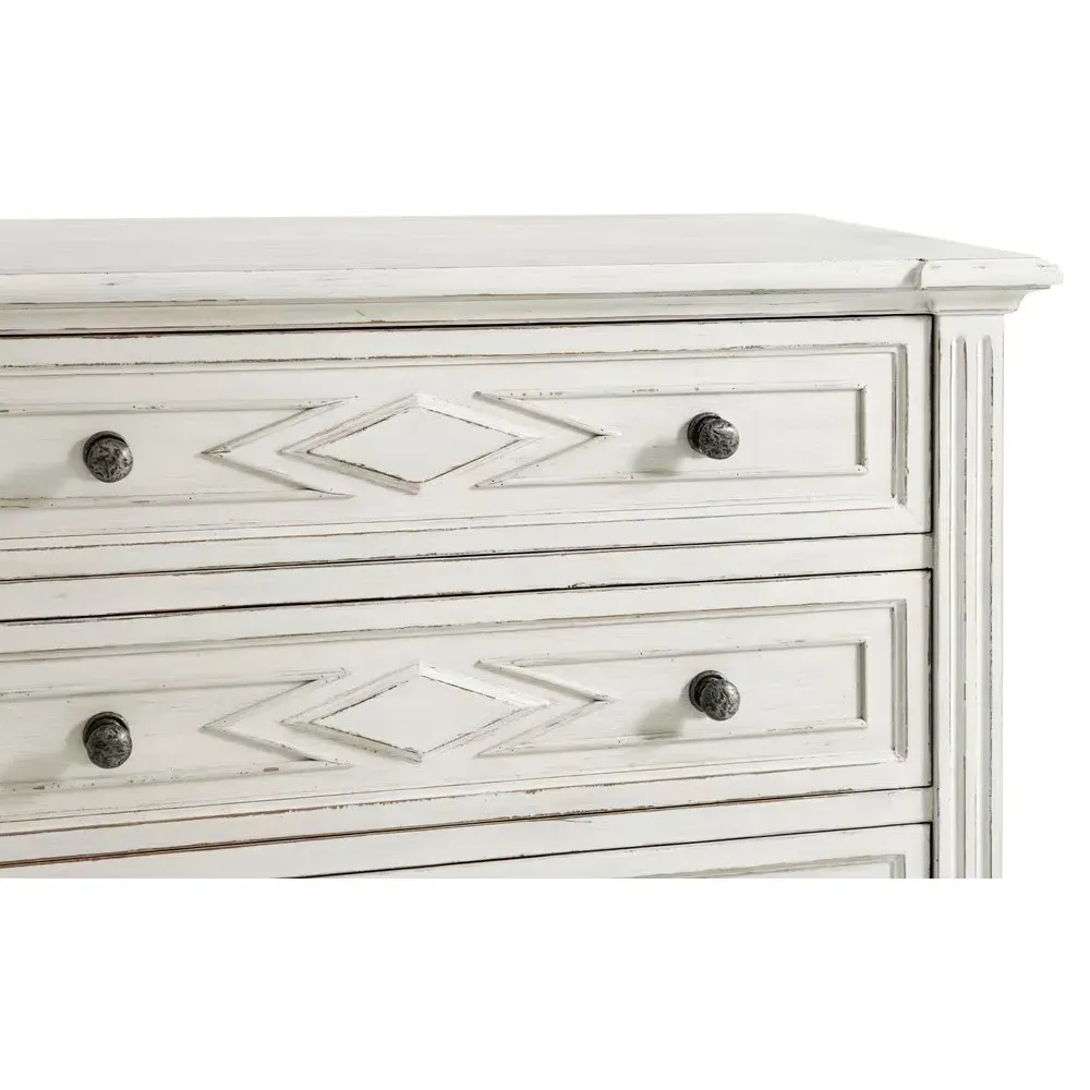 Desmond Bachelor Chest - Distressed White, Beech Wood