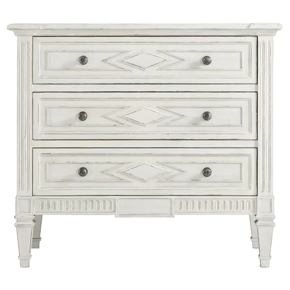 Desmond Bachelor Chest - Distressed White, Beech Wood