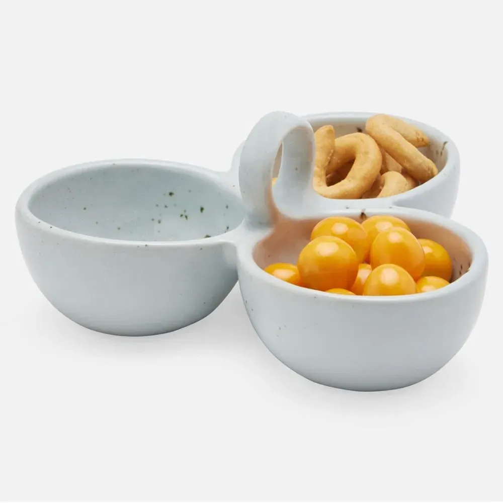 Desmond Triple Nut Dish Serving Bowl - White, Stoneware