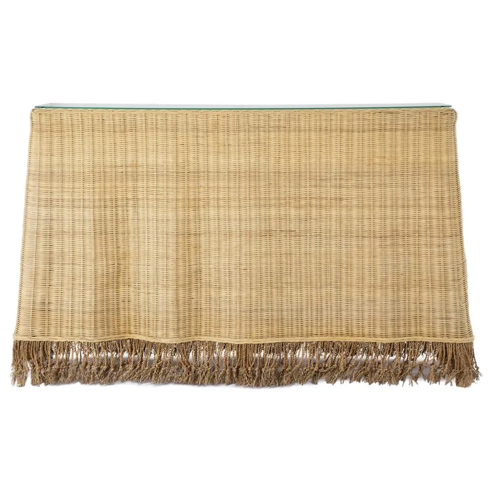Desoto Console Table with Fringe - Brown, Rattan image