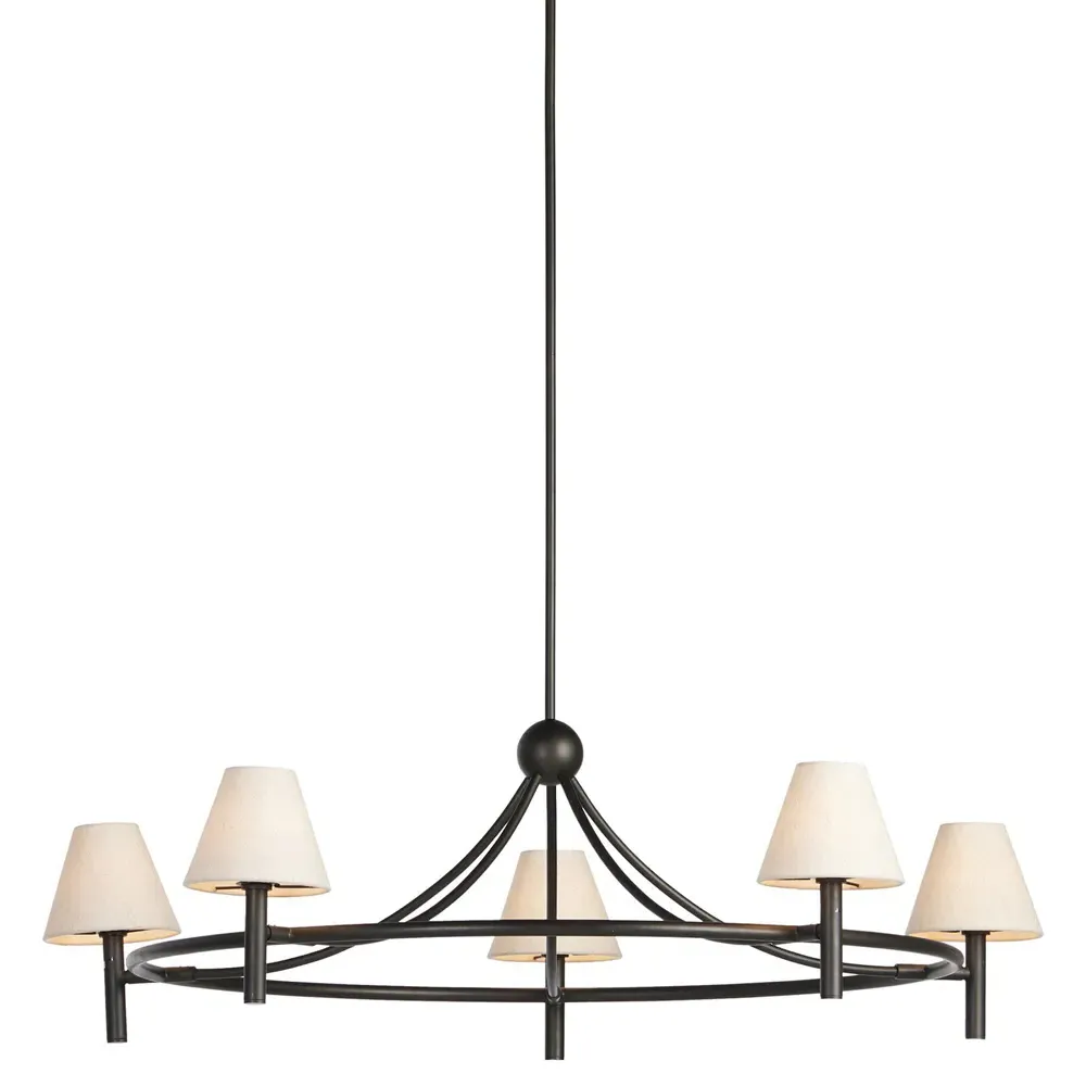 Devara Iron Chandelier - Bronze, Linen