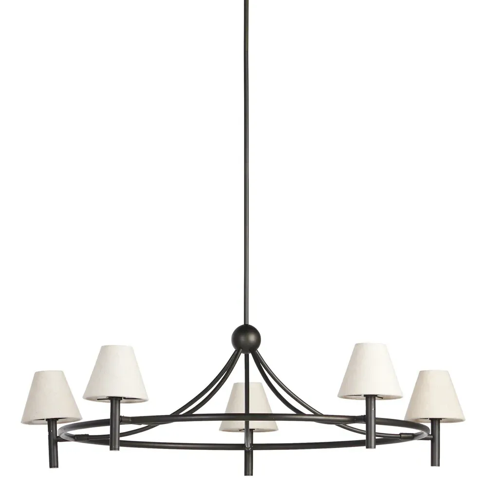 Devara Iron Chandelier - Bronze, Linen
