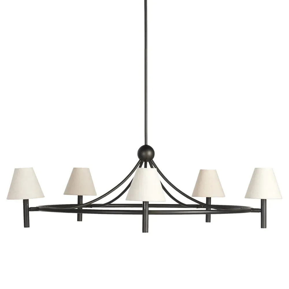 Devara Iron Chandelier - Bronze, Linen