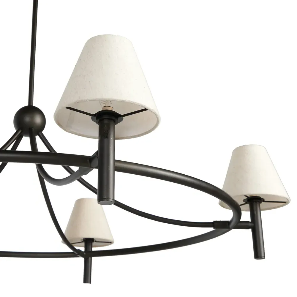 Devara Iron Chandelier - Bronze, Linen