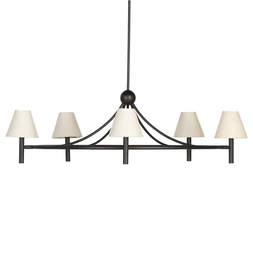 Devara Iron Chandelier - Bronze, Linen