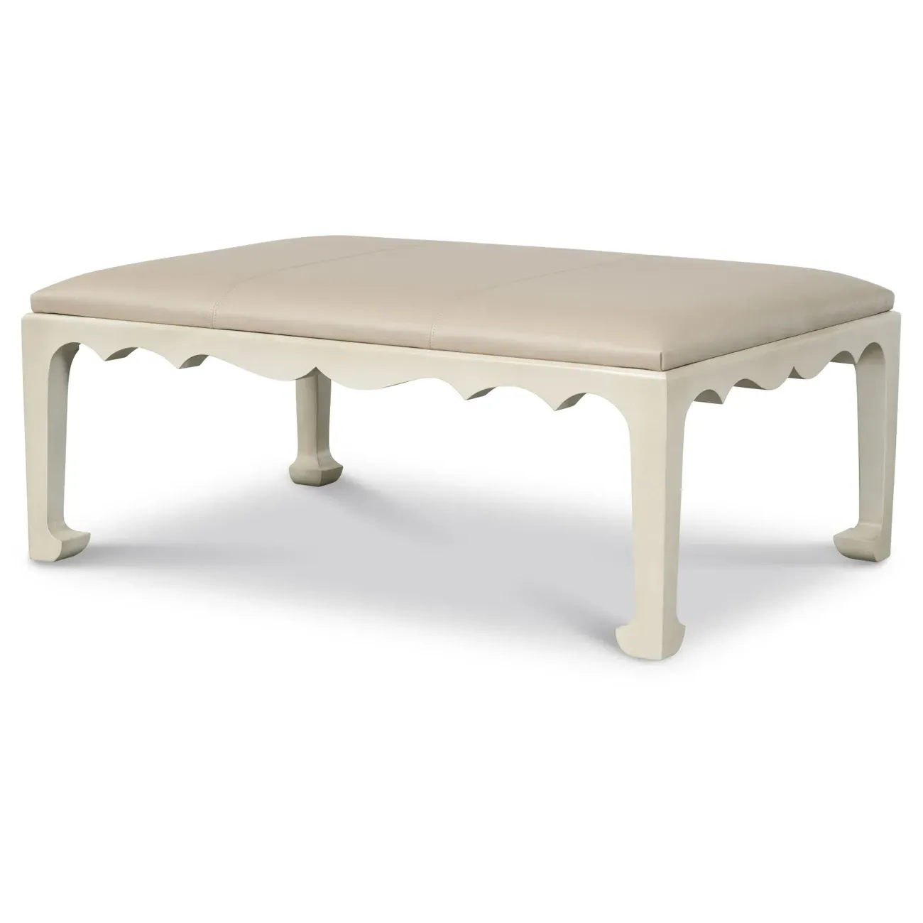 Deven Rectangular Cocktail Ottoman - Beige, Leather