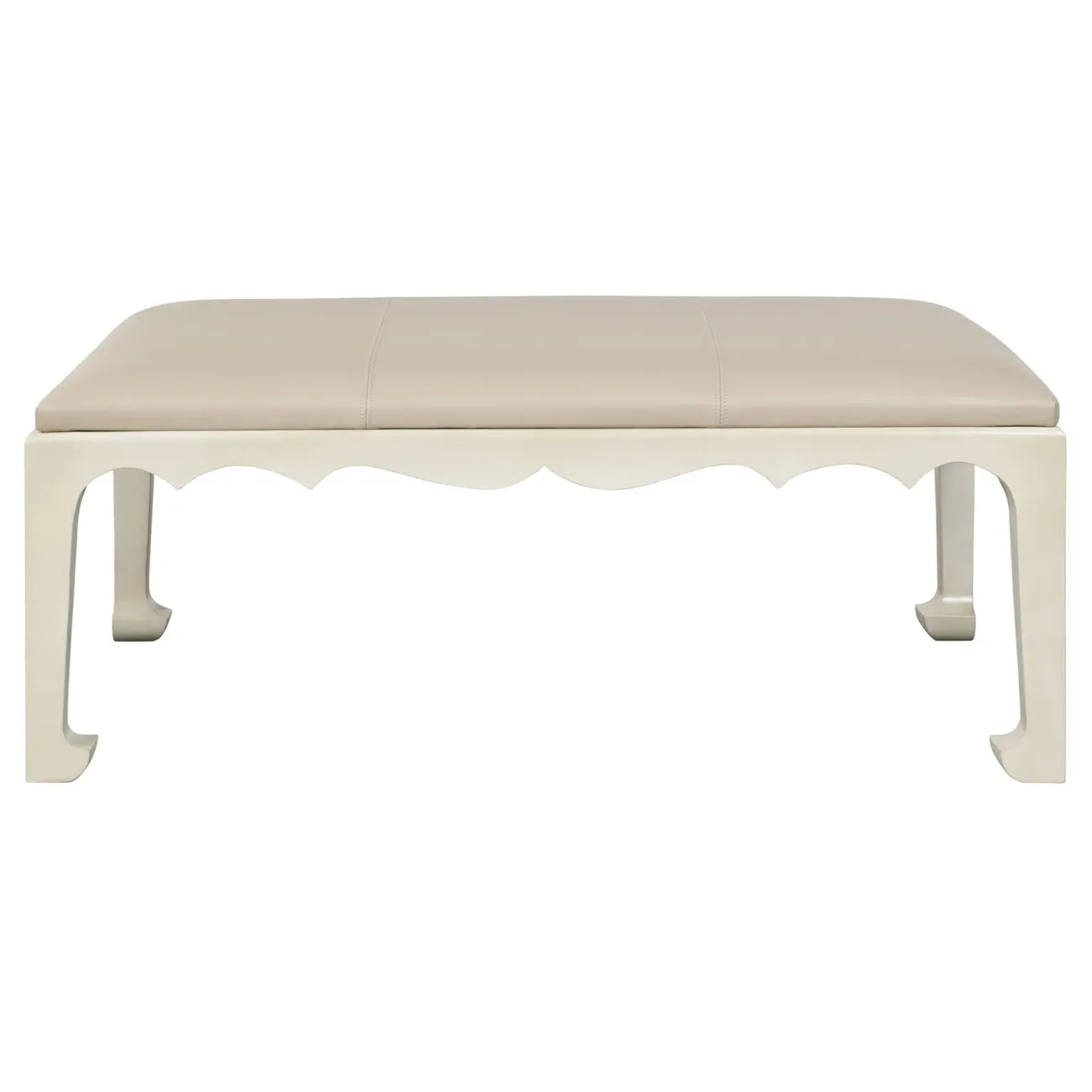 Deven Rectangular Cocktail Ottoman - Beige, Leather