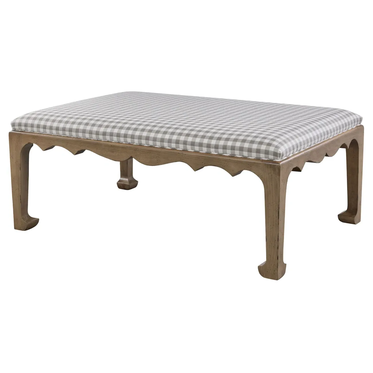 Deven Rectangular Cocktail Ottoman - Brown, Gingham Fabric image