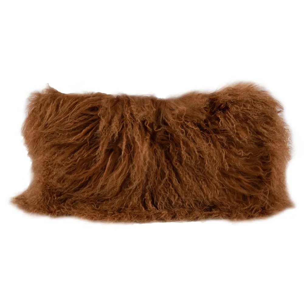 Devi Tibetan Textured Lumbar Pillow - Brown, Wool