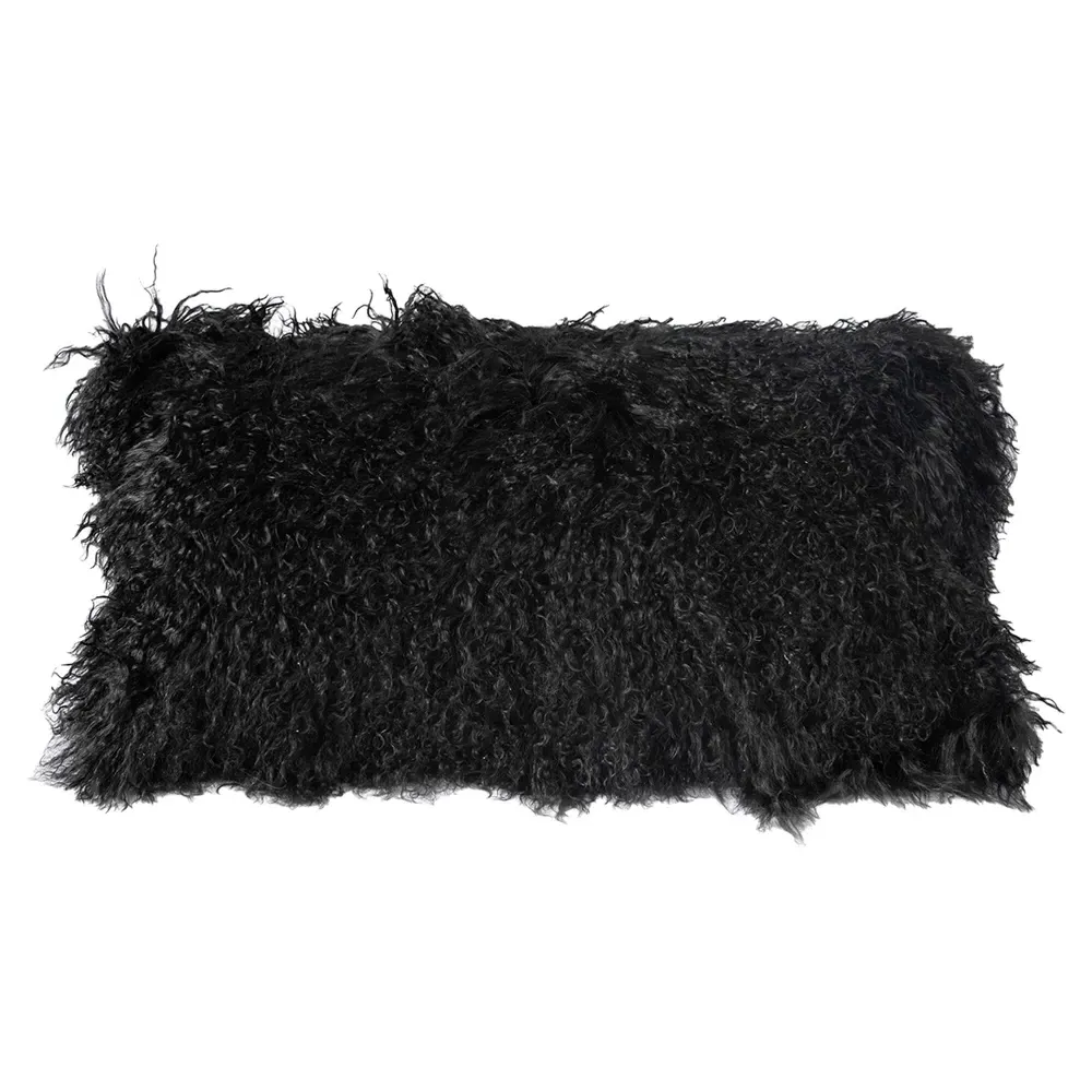 Devi Tibetan Textured Throw Pillow - Black, Wool
