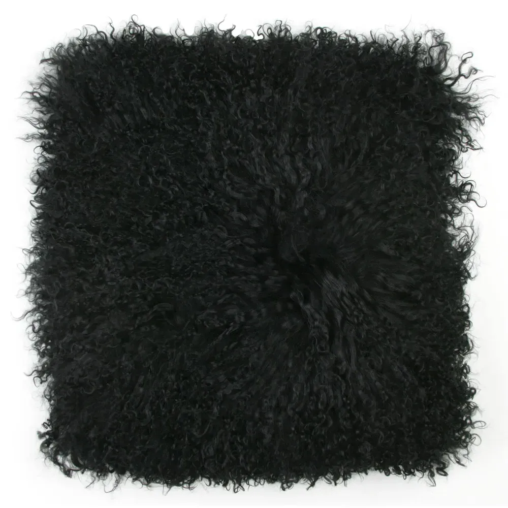 Devi Tibetan Textured Throw Pillow - Black, Wool