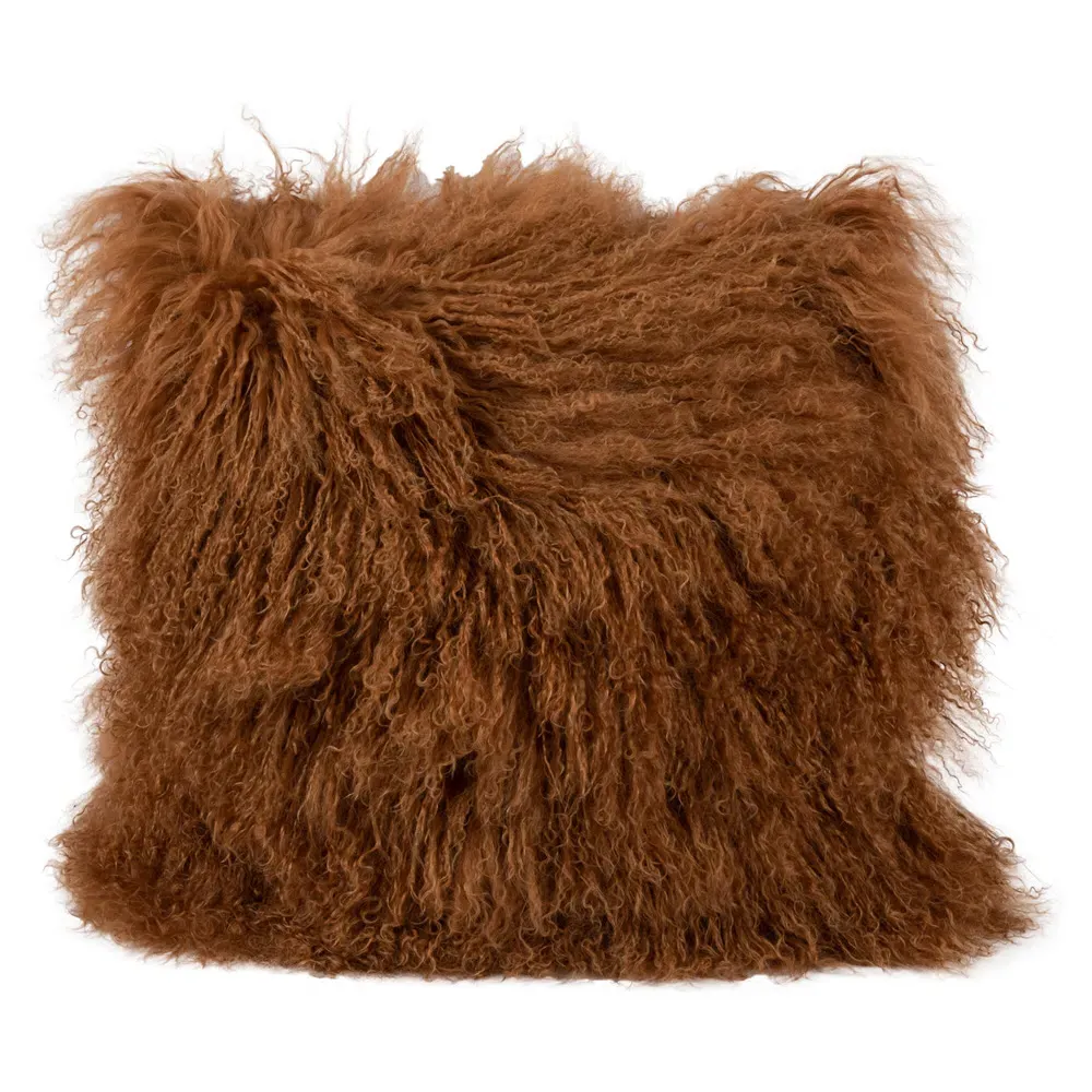 Devi Tibetan Textured Throw Pillow - Brown, Wool