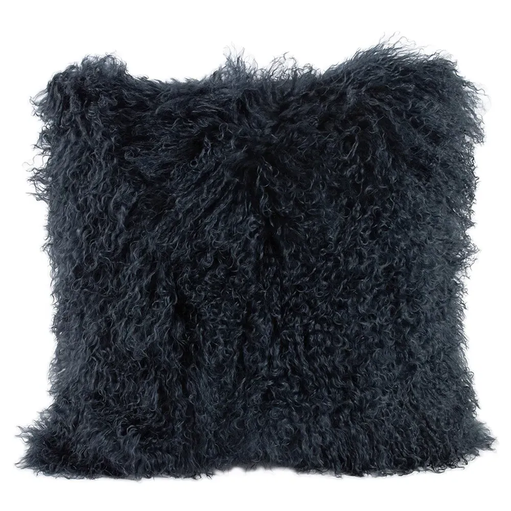 Devi Tibetan Textured Throw Pillow - Navy, Wool