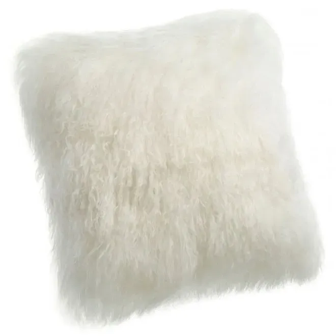 Devi Tibetan Textured Throw Pillow - White, Wool