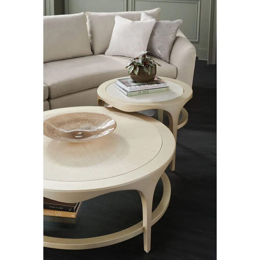 Devyn Round Coffee Table - Gold, Wood