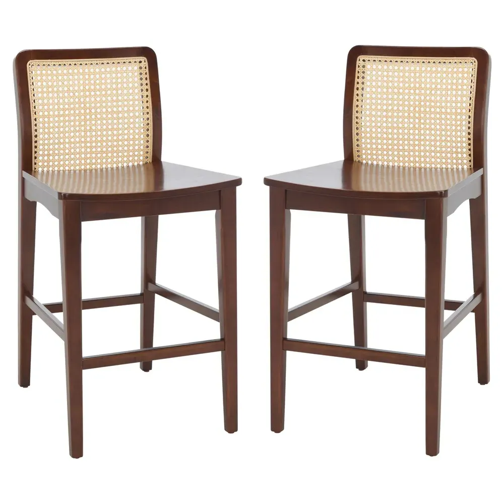 Diana Counter Stool Set of 2 - Dark Brown, Rattan