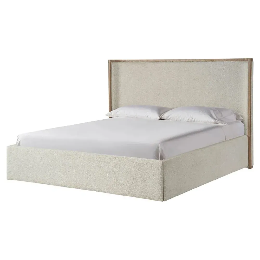 Diana King Size Wing Bed with Storage - Cream, Oak