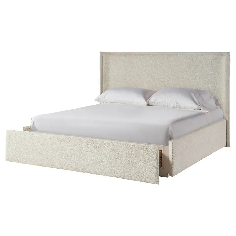 Diana King Size Wing Bed with Storage - Cream, Oak