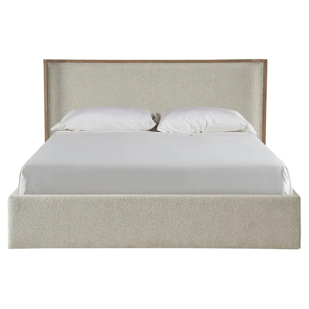 Diana King Size Wing Bed with Storage - Cream, Oak