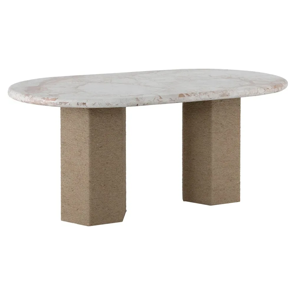 Diana Oval Dining Table - Beige, Breccia Marble