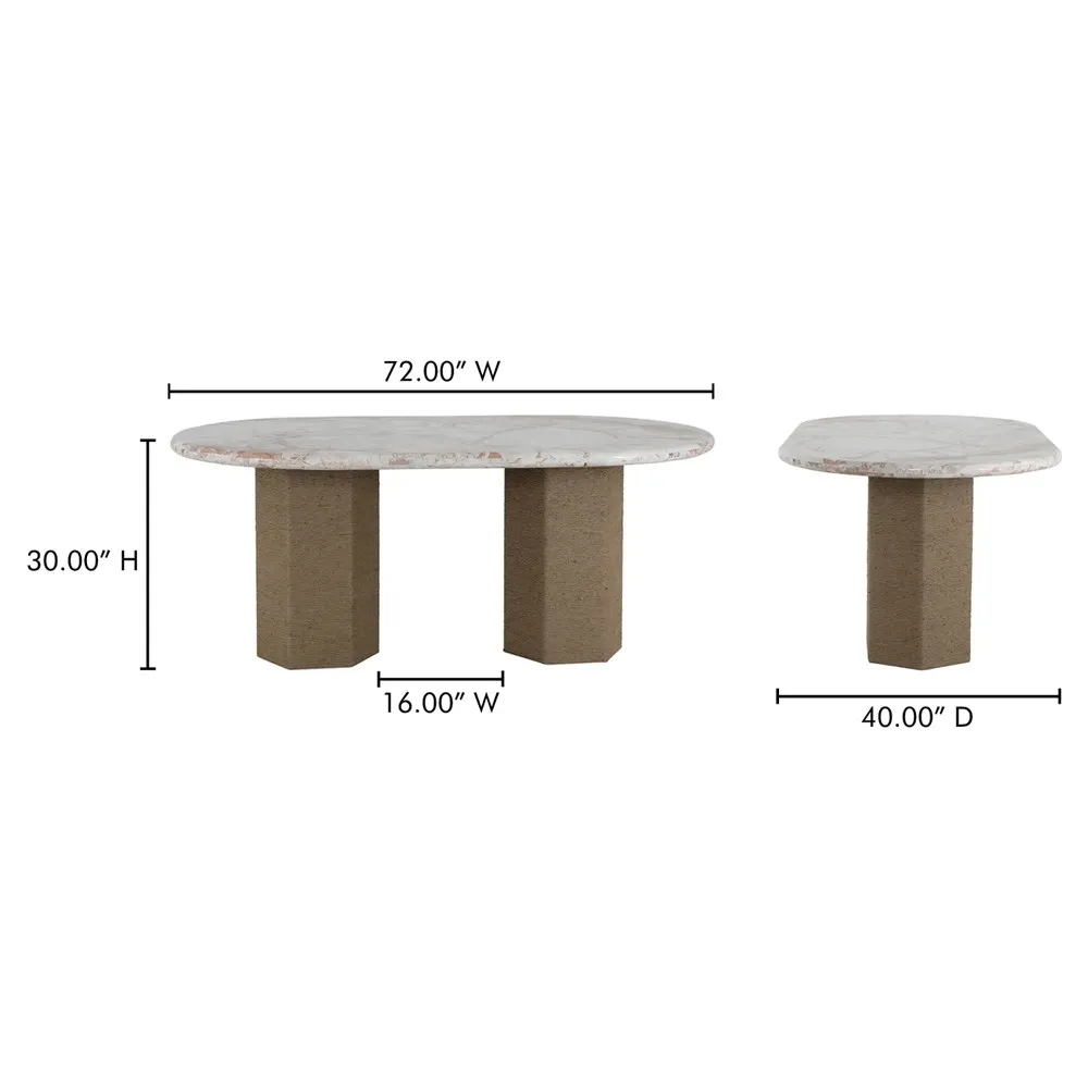 Diana Oval Dining Table - Beige, Breccia Marble